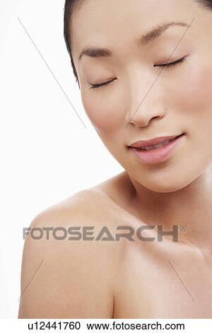 Young Asian Woman with Eyes Closed View Large Photo Image Stock Image - Young Asian Woman with Eyes Closed. Fotosearch