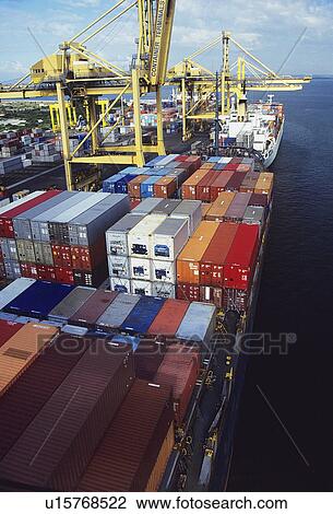 Stock Image - Cargo Containers at Freight Terminal. Fotosearch