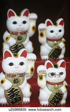Chinese talisman cat figurines View Large Photo Image Stock Photography - Chinese talisman cat figurines. Fotosearch