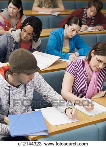 Stock Image - College Students Studying in Class. Fotosearch