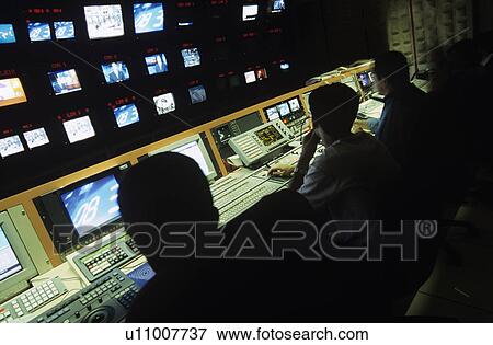 Control centre of television channel View Large Photo Image Stock Photo - Control centre of television channel. Fotosearch