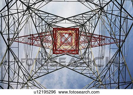 Electricity pylon view from below View Large Photo Image Stock Photograph - Electricity pylon view from below. Fotosearch