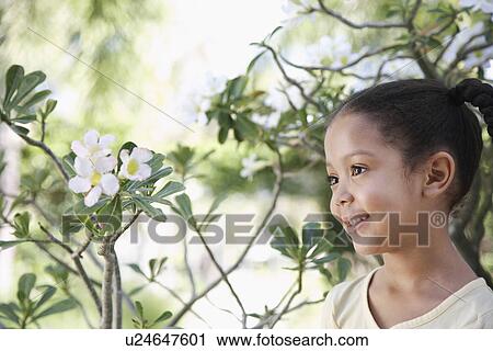 Girl (5-6 years) in garden portrait View Large Photo Image Stock Image - Girl (5-6 years) in garden portrait. Fotosearch