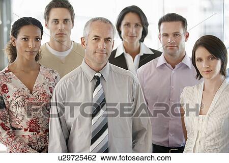 Stock Image - Group of office workers front view.. Fotosearch