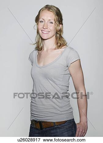 Mid adult woman smiling View Large Photo Image Stock Photo - Mid adult woman smiling. Fotosearch