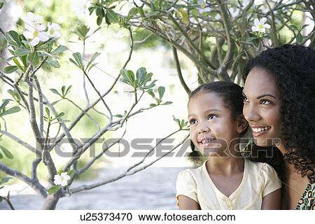 Mother and daughter (5-6 years) in garden View Large Photo Image Stock Image - Mother and daughter (5-6 years) in garden. Fotosearch