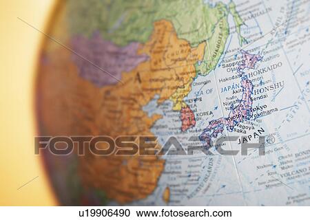 Political globe close-up of Japan View Large Photo Image Stock Image - Political globe close-up of Japan. Fotosearch