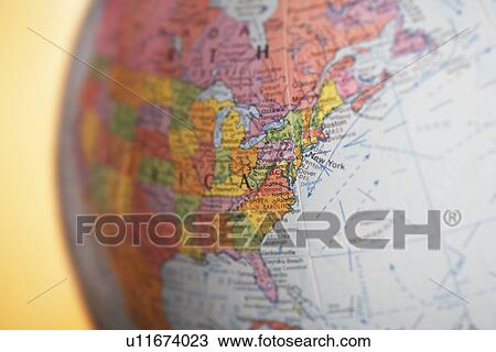 Stock Image - Political globe close-up of United States of America. Fotosearch