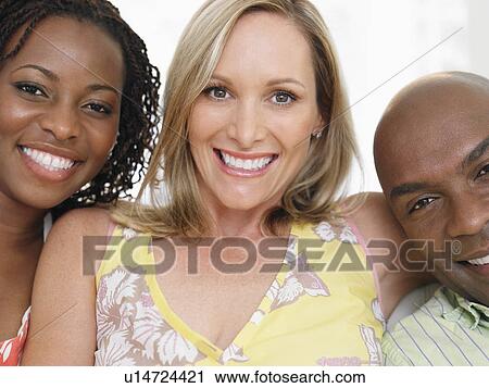 Stock Image - Portrait of three friends. Fotosearch