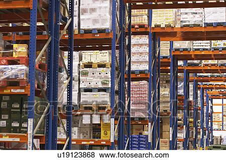 Stock Photo - Shelves in warehouse Full of Merchandise. Fotosearch