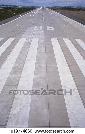 Stock Image - Stripes on Airport Runway. Fotosearch