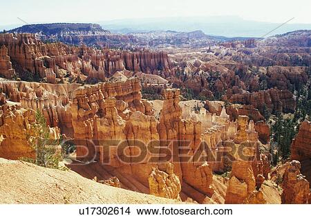 Picture - USA Utah Bryce Canyon National Park hoodoo formations. Fotosearch
