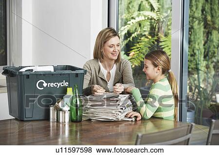 Woman and Girl Collecting Recyclables View Large Photo Image Stock Photo - Woman and Girl Collecting Recyclables. Fotosearch