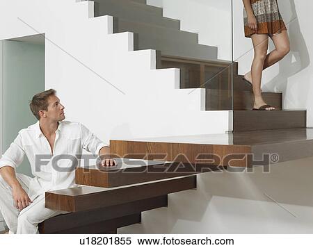 Young Couple on Stairs View Large Photo Image Stock Photography - Young Couple on Stairs. Fotosearch