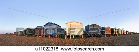 Stock Photography - Beach huts on beach. Fotosearch