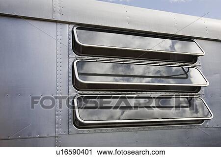 Stock Image - Caravan window close-up. Fotosearch