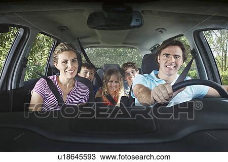 Family with three children (5-11) in car interior portrait View Large Photo Image Stock Image - Family with three children (5-11) in car interior portrait. Fotosearch