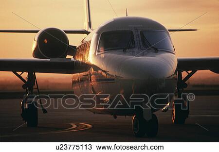 Stock Image - Front view Westwind jet on tarmac. Fotosearch