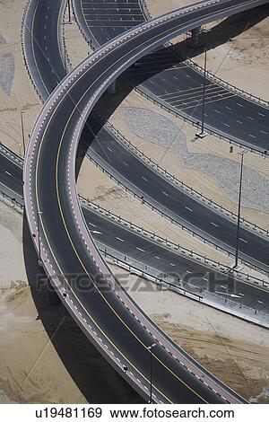 Highways crossing elevated view View Large Photo Image Stock Photo - Highways crossing elevated view. Fotosearch
