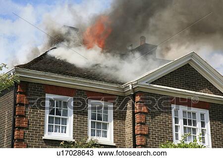House roof on fire View Large Photo Image Stock Image - House roof on fire. Fotosearch