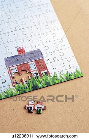 Jigsaw puzzle with house elevated view View Large Photo Image Stock Image - Jigsaw puzzle with house elevated view. Fotosearch