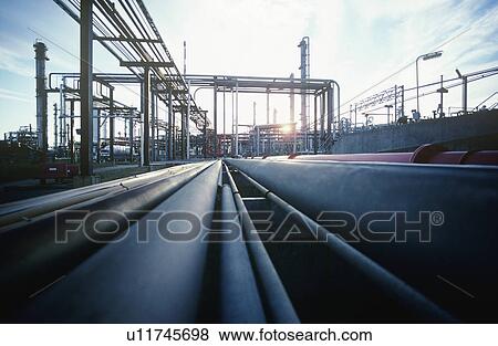 Petrochemical oil refinery View Large Photo Image Stock Photo - Petrochemical oil refinery. Fotosearch