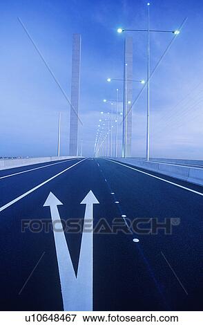 Stock Photo - Road markings on freeway bridge Melbourne Australia. Fotosearch