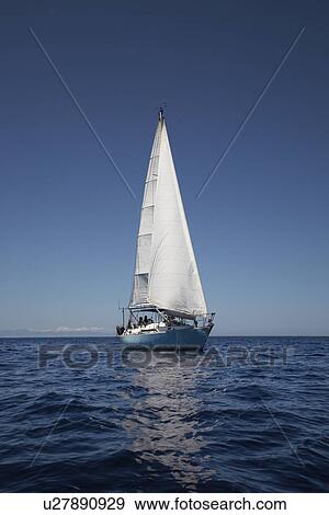 Sailboat on ocean View Large Photo Image Stock Photo - Sailboat on ocean. Fotosearch