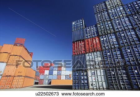 Shipping containers in storage yard View Large Photo Image Stock Image - Shipping containers in storage yard. Fotosearch