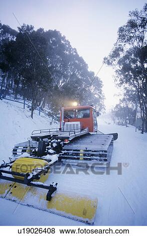 Stock Photo - Snow clearing tractor Mt. Baw Baw Victoria Australia. Fotosearch