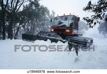 Stock Photo - Snow clearing tractor Mt Baw Baw Victoria Australia. Fotosearch