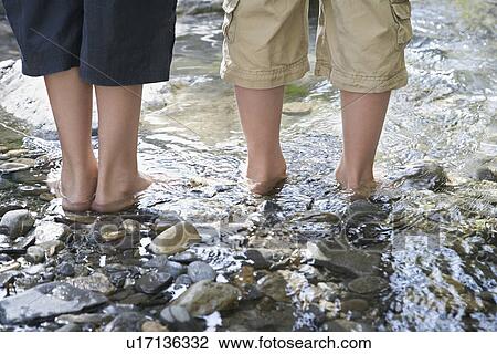 Two boys (7-9 10-12) standing in stream low section back view View Large Photo Image Stock Image - Two boys (7-9 10-12) standing in stream low section back view. Fotosearch