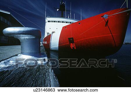 Stock Image - US coast guard ship Port Melbourne Victoria Australia. Fotosearch