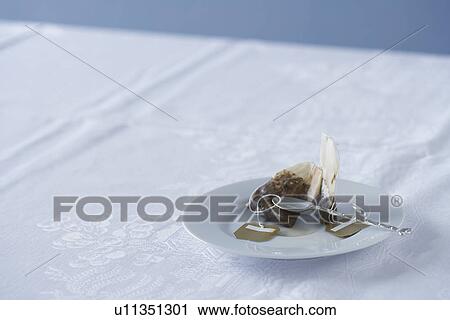 Used tea bag on saucer on table View Large Photo Image Stock Image - Used tea bag on saucer on table. Fotosearch