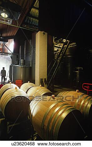 Stock Photo - Wine barrels in winery Yarra Valley VictoriaAustalia. Fotosearch