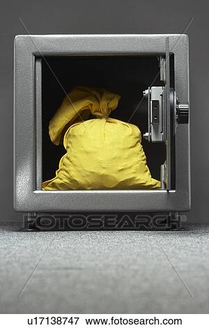 Yellow sack in safe View Large Photo Image Stock Photo - Yellow sack in safe. Fotosearch
