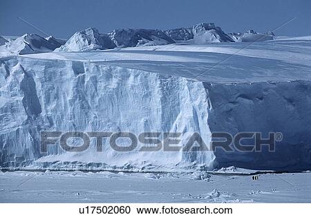 Stock Image - Antarctica Weddell Sea Riiser Larsen Ice Shelf Iceberg with Emperor Penguins. Fotosearch