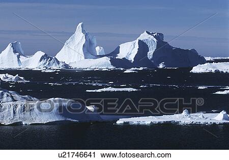 Stock Image - Antarrctica ice bergs and sea. Fotosearch