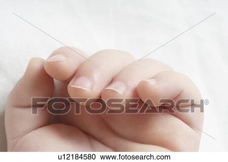 Stock Image - Baby (6-12 months) close up of hand. Fotosearch