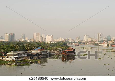 City Skyline Along River View Large Photo Image Stock Image - City Skyline Along River. Fotosearch