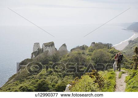 Couple Standing on an Outlook Above the Water View Large Photo Image Stock Photo - Couple Standing on an Outlook Above the Water. Fotosearch