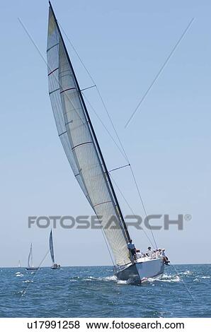 Crew on board yacht in competitive team sailing event California View Large Photo Image Stock Photo - Crew on board yacht in competitive team sailing event California. Fotosearch