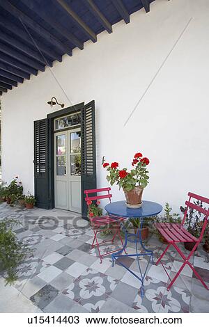Stock Image - Cyprus veranda of antique Mediterranean house. Fotosearch