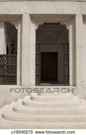 Stock Image - Dubai UAE Architectural detail of Sheikh Saeed al-Maktoum House. Fotosearch
