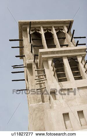 Dubai UAE Wind towers at Heritage Village View Large Photo Image Stock Photo - Dubai UAE Wind towers at Heritage Village. Fotosearch