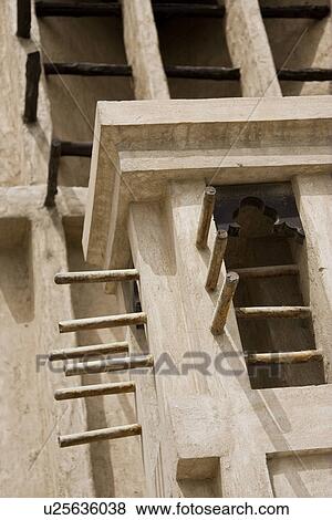 Stock Photo - Dubai UAE Wind towers at Heritage Village. Fotosearch