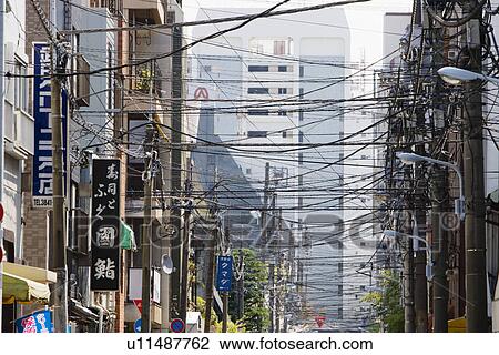 Electrical Lines Criss-Crossing Above City Street View Large Photo Image Stock Image - Electrical Lines Criss-Crossing Above City Street. Fotosearch