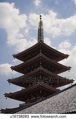 Stock Image - Five-Storied Pagoda at Senso-ji Temple. Fotosearch