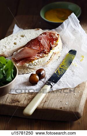 Stock Image - Food on cutting board. Fotosearch