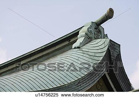 Stock Photography - Gable on Tiled Roof at Meiji Shrine. Fotosearch